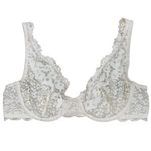 Victorias Secret Body by Victoria Unlined Demi Ivory Lace Bra Size 34C